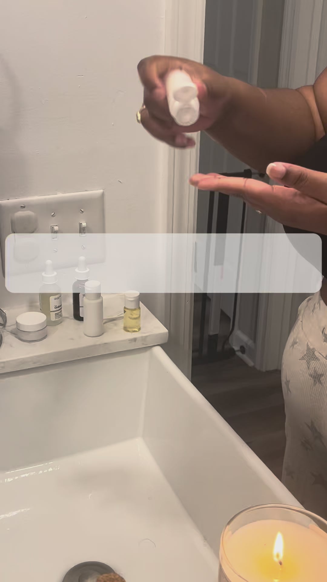 Video of woman using the skincare products in the Basline Bundle and describing what some of the product do